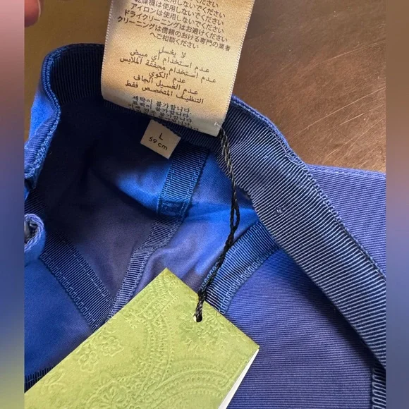 New Gucci GG Logo Blue Yellow Baseball Hat Size L - Picture 13 of 13